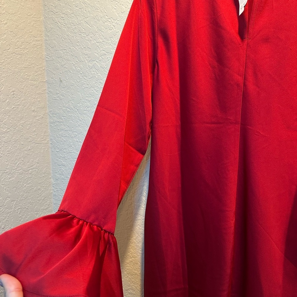 NWT J. Crew Red Ruffle Sleeve Dress Women’s Size 10 - Picture 8 of 9